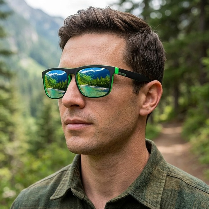 Mivoza Deutschland polarized sunglasses with UV400 protection, lightweight unisex frame, stylish eyewear, reflecting sunlight.