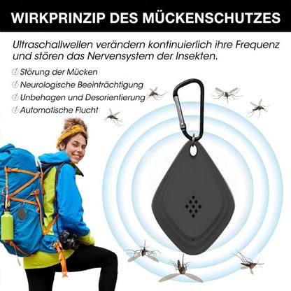 Ultrasonic pet protector device by Mivoza Deutschland for repelling fleas, ticks, and mosquitoes without chemicals.