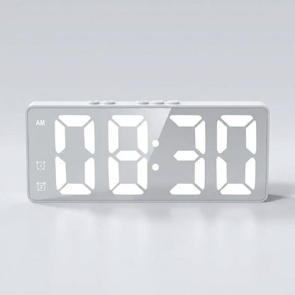 Mivoza Deutschland digital alarm clock with built-in 2K security camera, HD video, motion detection, and Wi-Fi connectivity.