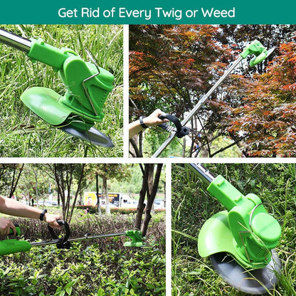 Belro cordless electric grass trimmer for men, battery-operated weed eater, designed for lawn trimming and garden maintenance.