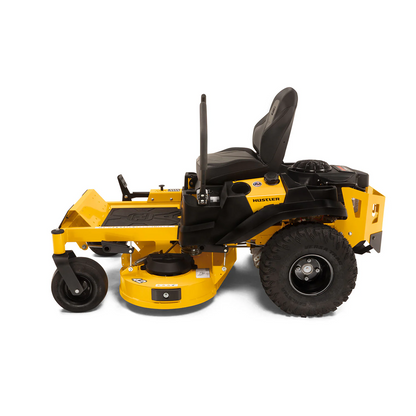 Hustler Raptor X 42-inch zero-turn mower with Kawasaki FR600 18HP engine, shown with cutting deck and control panel.