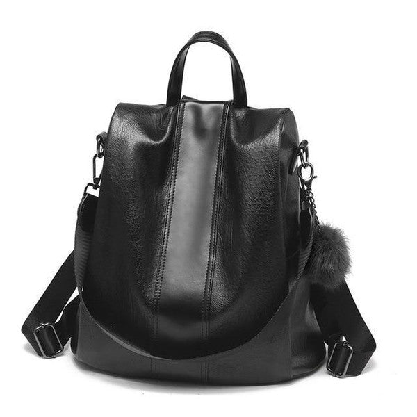 Belro anti-theft backpack with secure compartments, black fabric, and adjustable straps, designed for safe everyday travel.