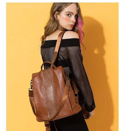 Belro anti-theft backpack with secure zipper design, black fabric, and multiple compartments for travel and everyday use.
