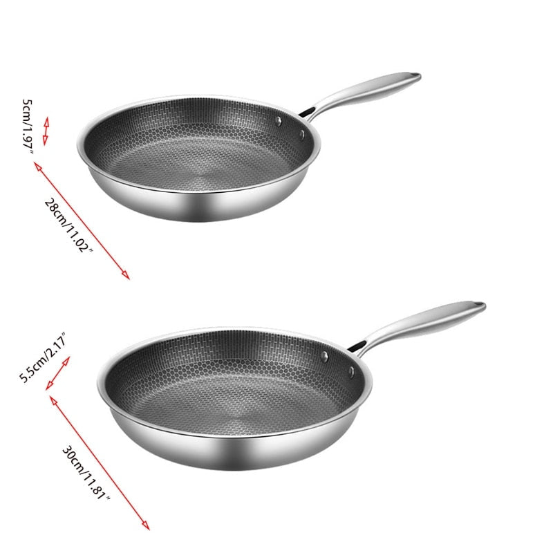 Belro non-stick stainless steel frying pan with ergonomic handle, ideal for versatile cooking in kitchen and dining.