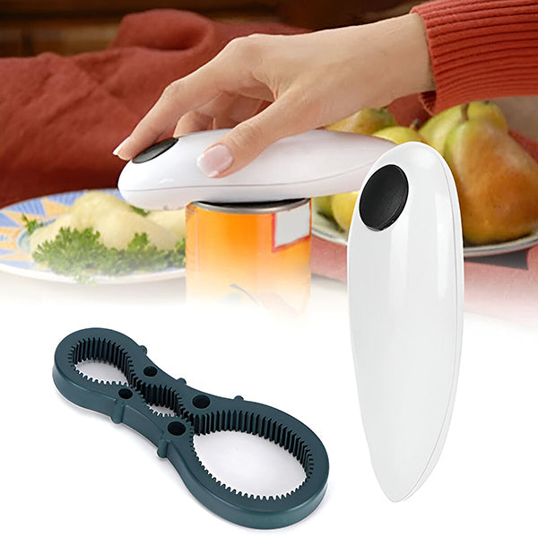 Belro electric can and bottle opener in a kitchen setting, showcasing its sleek design and functionality for home use.
