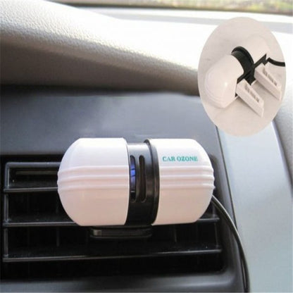 Belro car air purifier in a vehicle interior, compact electronic device with air filter for freshening car cabin air.