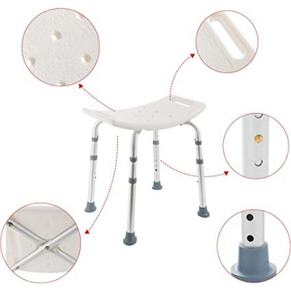Belro foldable shower stool with non-slip legs and comfortable seat, ideal for safe, easy bathing in health and beauty settings.