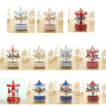 Belro Sky City Carousel Music Box toy showing a colorful carousel with rotating horses and a music box mechanism.