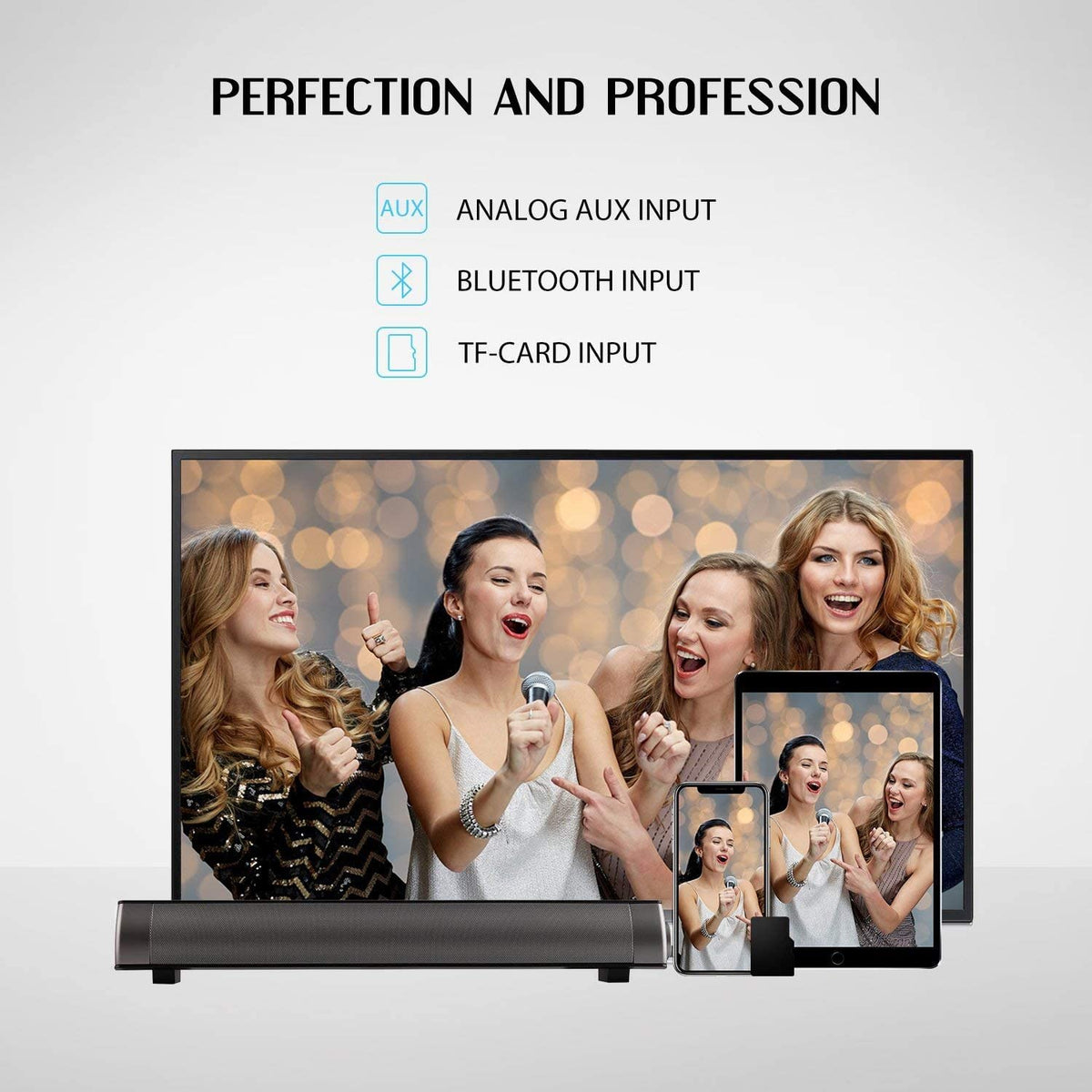 Belro Bluetooth soundbar for home cinema, sleek electronic audio device with multiple speakers and modern design.