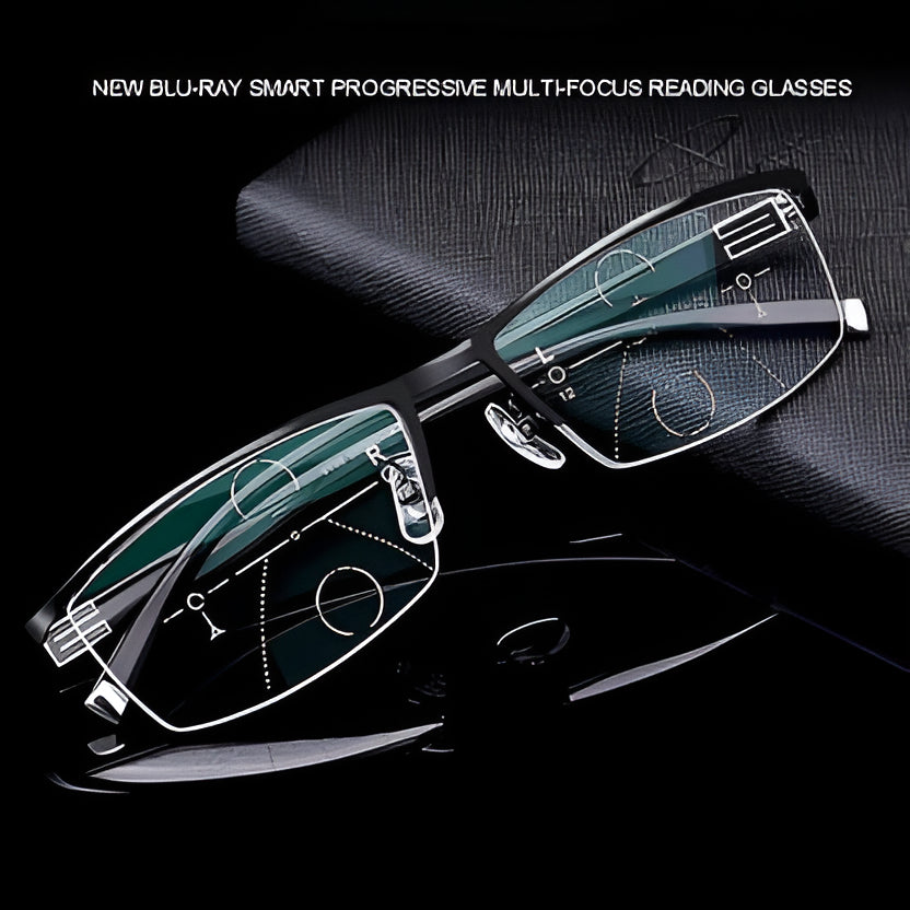 Belro Intelligent Progressive Sunglasses featuring integrated camera lens with sleek design and modern electronic features.