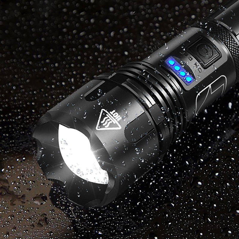 Belro waterproof military laser pocket lamp with compact flashlight design and adjustable focus, suitable for outdoor and tactical use.