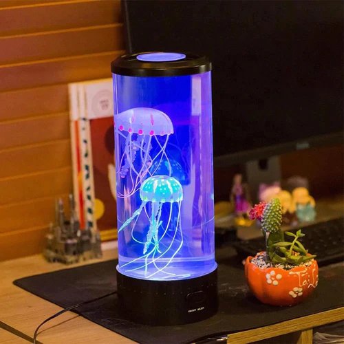 Belro LED jellyfish aquarium table night light showcasing a glowing jellyfish design for home and garden decoration.