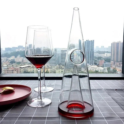 Belro Double Pyramid Waterfall Decanter for home and kitchen, featuring elegant glass design with cascading water flow.