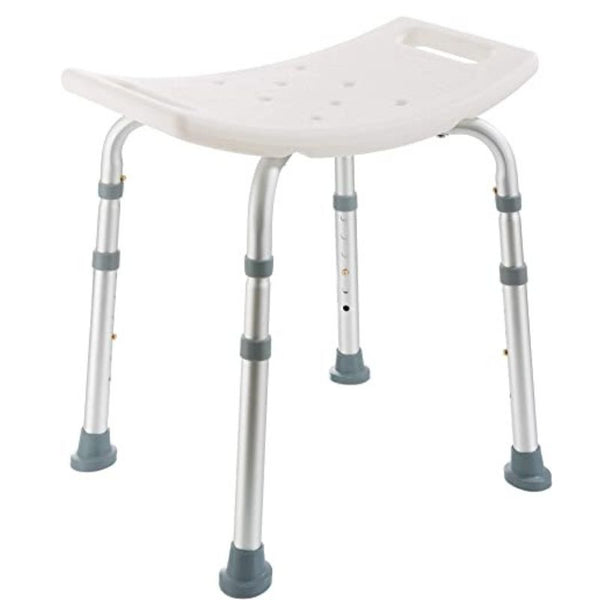 Belro foldable shower stool with sturdy legs and non-slip feet, designed for safe, comfortable seating in the bathroom.