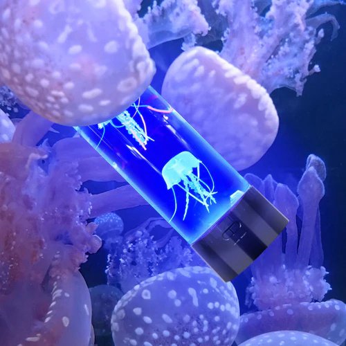 Belro LED jellyfish aquarium table night light with floating jellyfish design for outdoor home and garden decor.
