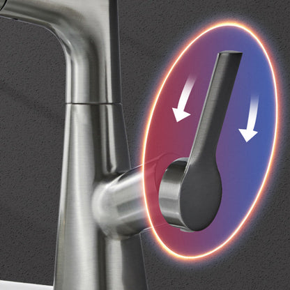 Belro single-hole basin tap with pull-out spray head, chrome finish, for kitchen or bathroom sink installation.