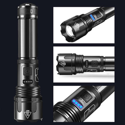 Belro waterproof military laser pocket lamp, compact flashlight with LED light, designed for outdoor and tactical use.