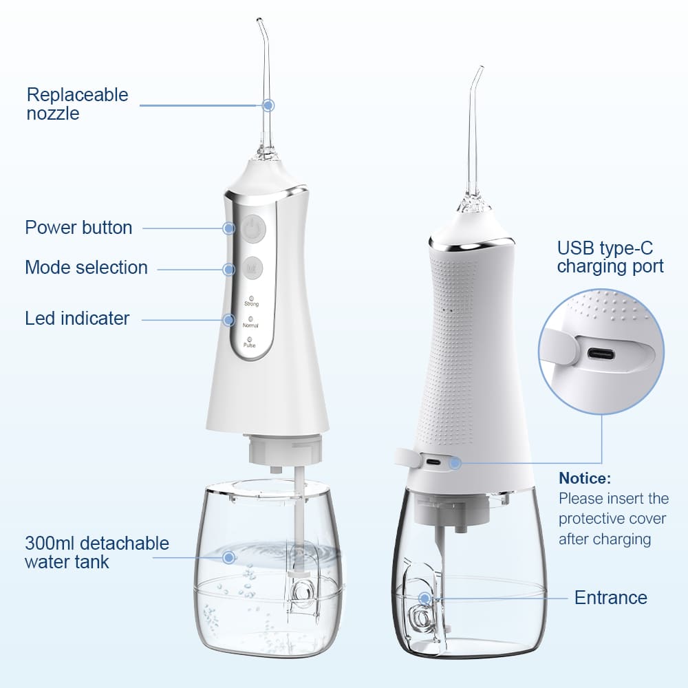 Belro Dental Jet Hydropulseur showing a handheld oral irrigator with water stream for effective dental cleaning.