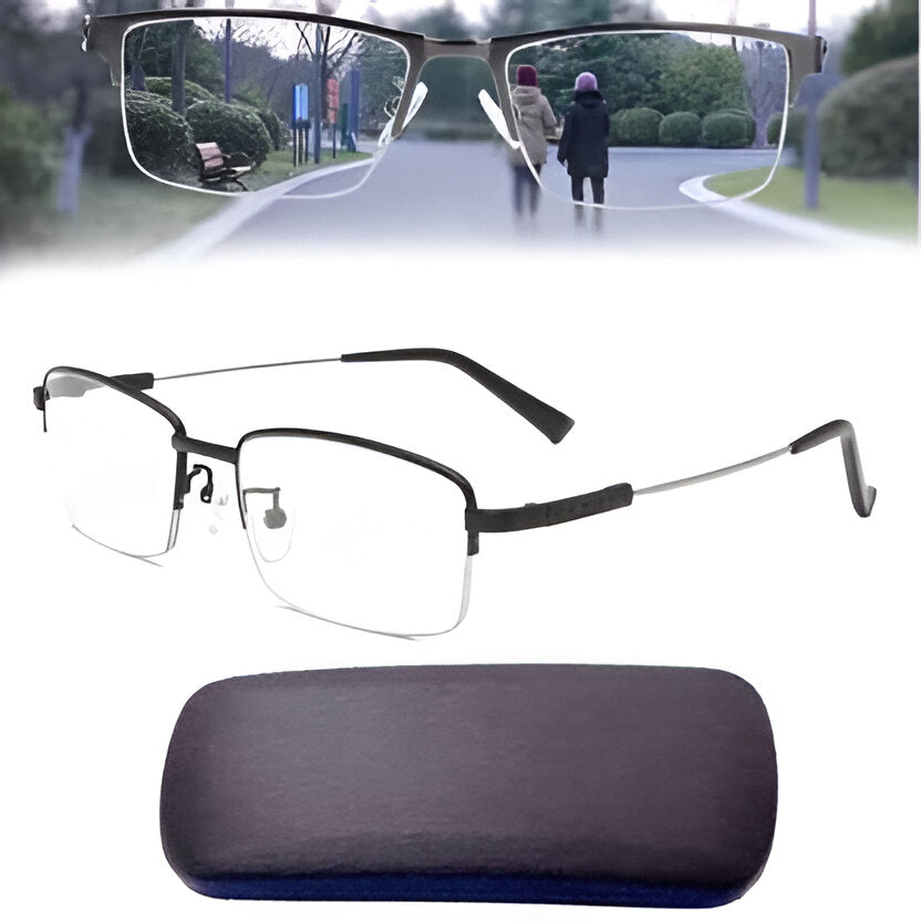 Belro Intelligent Progressive Sunglasses with integrated camera lens, sleek black frame, and modern electronic design.