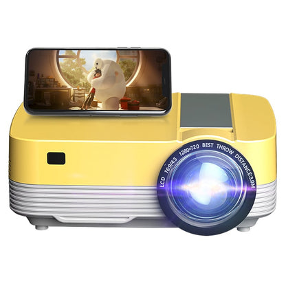 Belro portable HD mini smart USB projector displaying a bright image on a wall, suitable for mobile and laptop use.