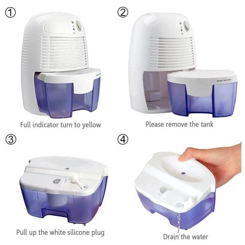 Belro portable mini dehumidifier for basement, garage, and crawl space, compact home appliance for moisture control.