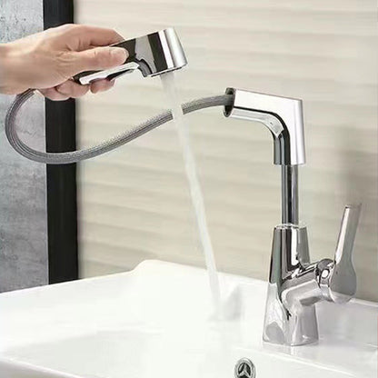Belro single-hole basin tap with pull-out spray head, metal finish, and modern design for kitchen or bathroom sink installation.