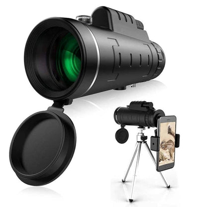 Belro Starscope HD Monocular with smartphone holder and tripod, waterproof high-power telescope for outdoor observation.