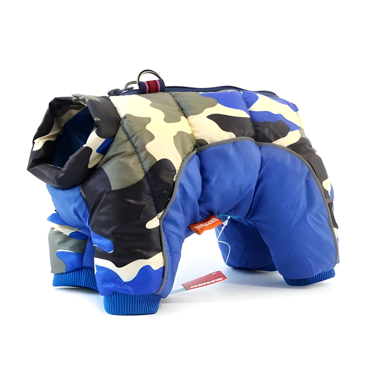 Belro water-resistant dog parka with adjustable hood and reflective accents, designed for outdoor protection in wet weather.
