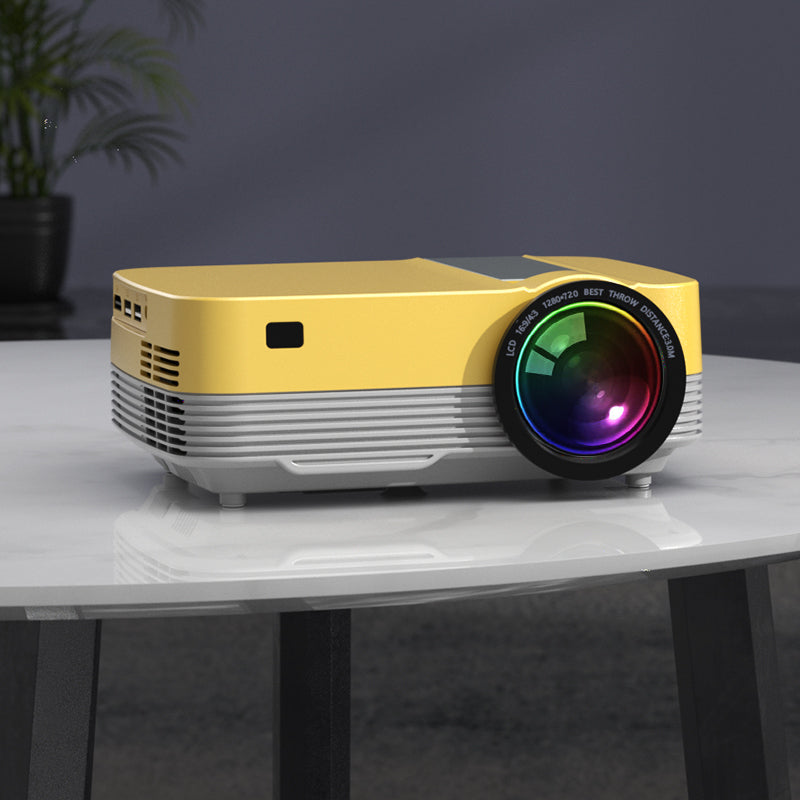 Belro portable HD mini smart USB projector displaying bright image on a wall, suitable for mobile and laptop use.