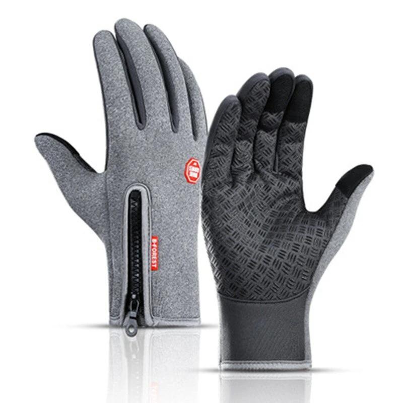BowLift waterproof windproof thermal touchscreen gloves designed for outdoor winter activities, showing black gloves with textured palms.