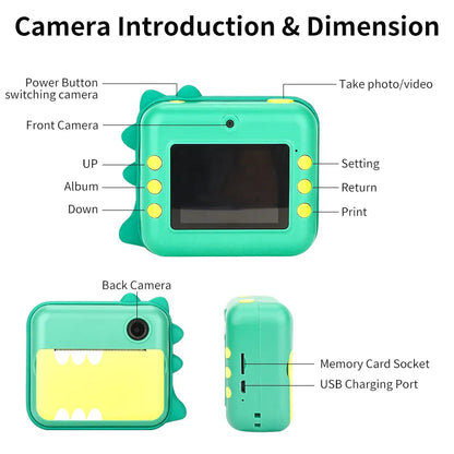 Kids' instant print HD camera by Belro with colorful design, compact size, and built-in printer for instant photo printing.