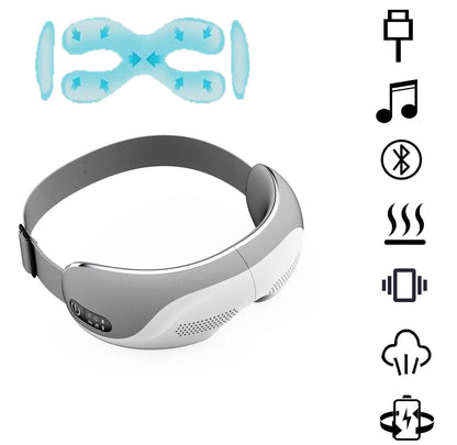 Belro eye massager with adjustable straps, soft interior, and control buttons for relaxing eye therapy and improved circulation.