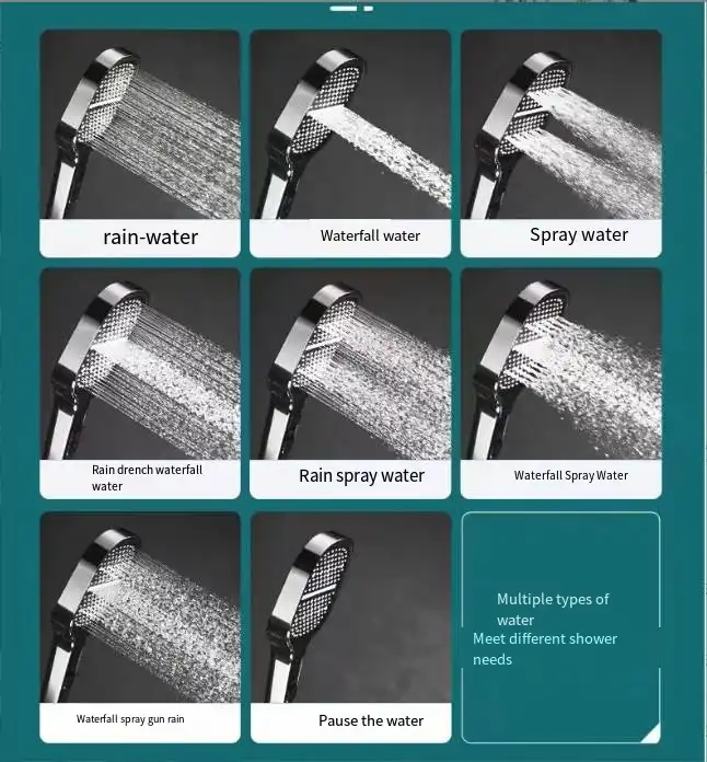 BowLift high-pressure shower head with turbo boost technology and water filtration, showing a sleek chrome design with multiple spray settings.