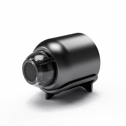 Wireless mini WiFi indoor security camera by Belro, showing a compact black surveillance camera for home security.