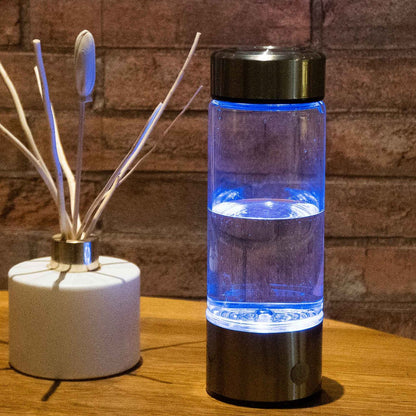 Belro hydrogen generator water bottle with sleek design, digital display, and transparent body for hydrogen water at home.