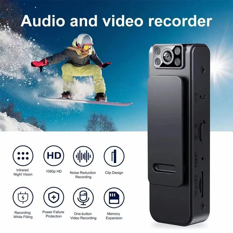 Mini Belro body worn camera with audio, compact electronics camcorder for HD video recording and audio capture.