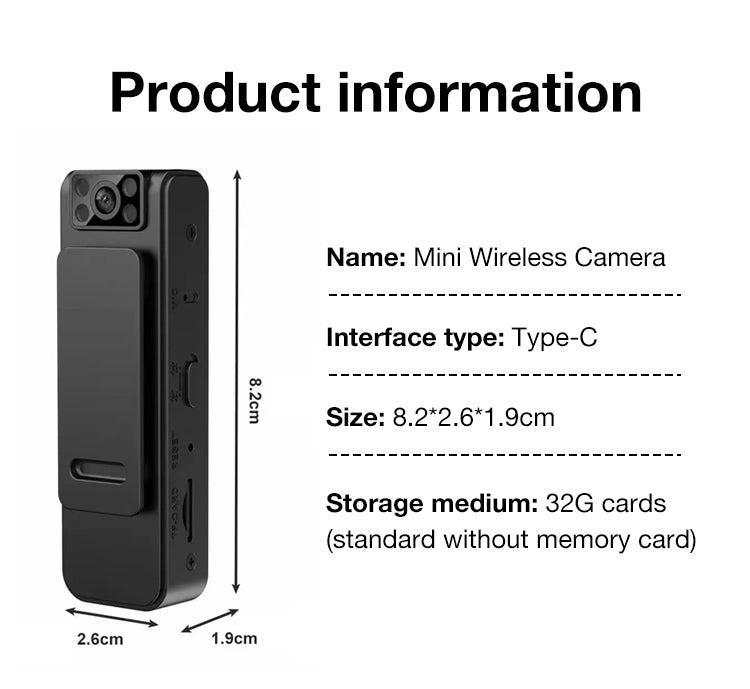 Belro Mini Body Worn Camera with audio recording, compact electronic camcorder for discreet recording and surveillance.