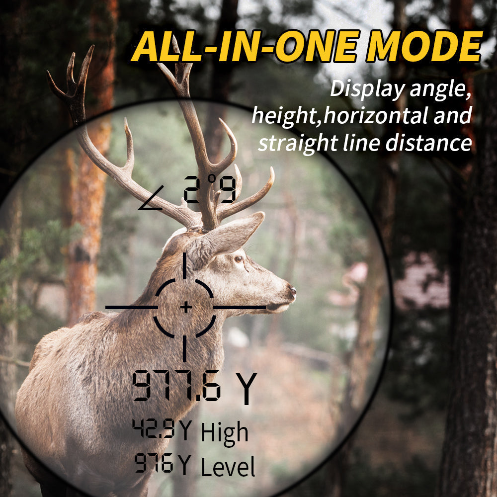 Belro 1000 Feet Hunting Range Finder in black with digital display and compact design for accurate distance measurement.