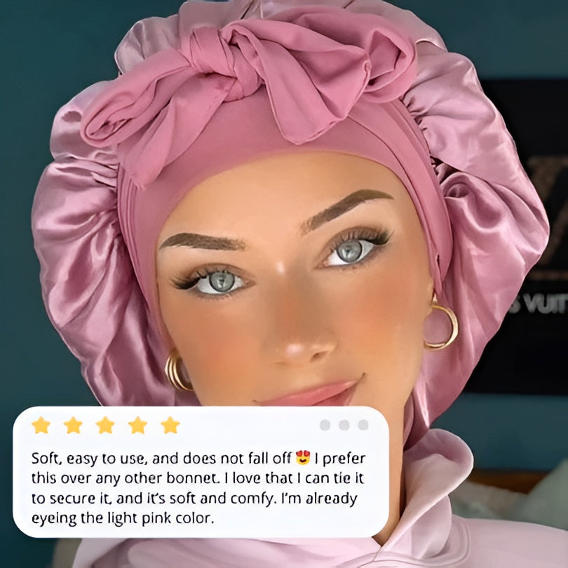 Belro All-Night Silk Bonnet for hair protection and gentle sleep, smooth, soft silk material, ideal for hair care.