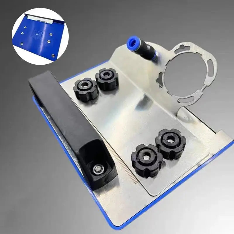 Mivoza angle grinder tile holder for 45° bevel cuts, vibration-free, precise tile cutting guide, compatible with power tools.