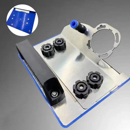 Mivoza angle grinder tile holder for 45° bevel cuts, vibration-free, precise tile cutting guide, compatible with power tools.