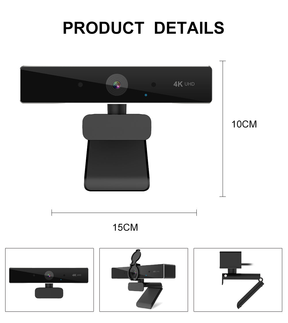 Belro 4K Ultra High Resolution webcam with wide lens and built-in microphone, ideal for video conferencing and streaming.
