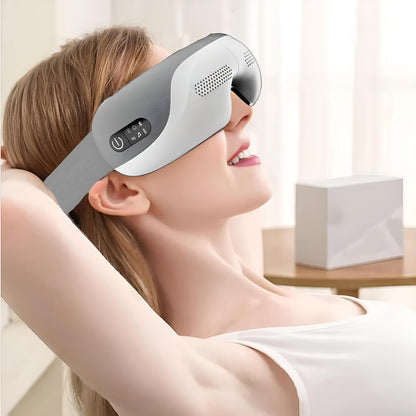 Belro eye massager with adjustable straps and cushioned eye cups, designed for relaxing eye health and stress relief.