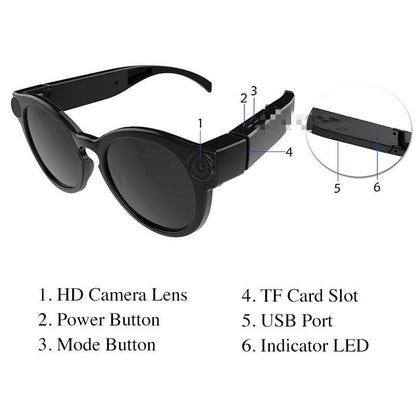Belro Bicycling Glasses with built-in WiFi mini camera, HD 1080P DVR video and audio recorder for outdoor use.