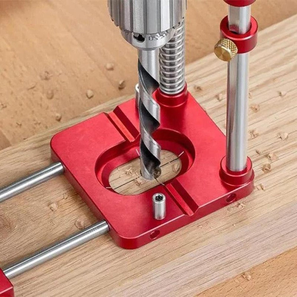 Belro freely adjustable drilling locator tool with handle and adjustable guide for precise drilling in hardware and hand tools.