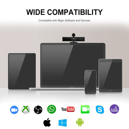 Belro 4K Ultra High Resolution webcam with built-in microphone and adjustable stand for clear video calls and streaming.