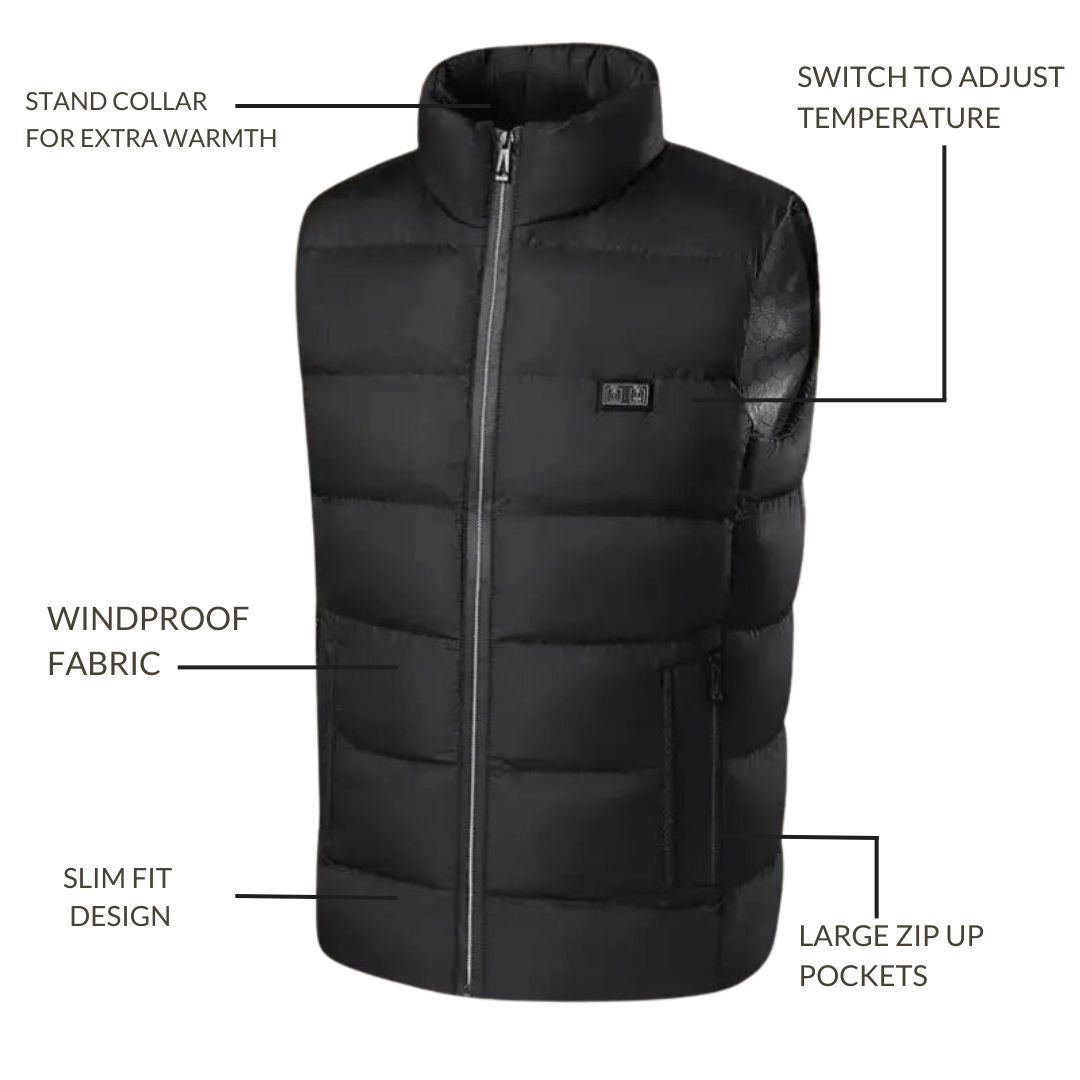 Belro heated gilet for men, lightweight activewear vest with heating elements, designed for warmth and outdoor activities.