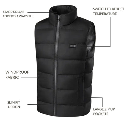 Belro heated gilet for men, lightweight activewear vest with heating elements, designed for warmth and outdoor activities.
