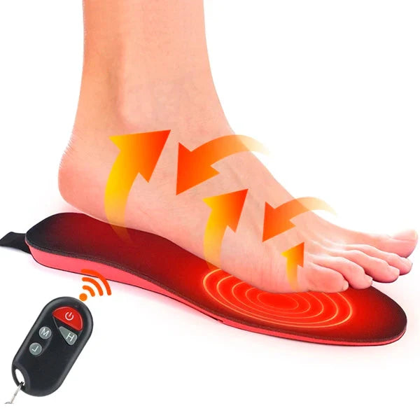 Belro rechargeable heated shoe insoles designed for footwear, featuring a sleek design and built-in heating elements for warmth.
