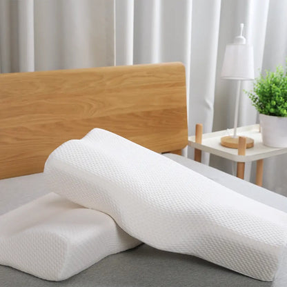Belro ergonomic contour cervical pillow designed for neck pain relief, showing its supportive ergonomic shape for proper neck alignment.
